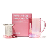 Iridescent Pink Double Walled Glass Nordic Mug